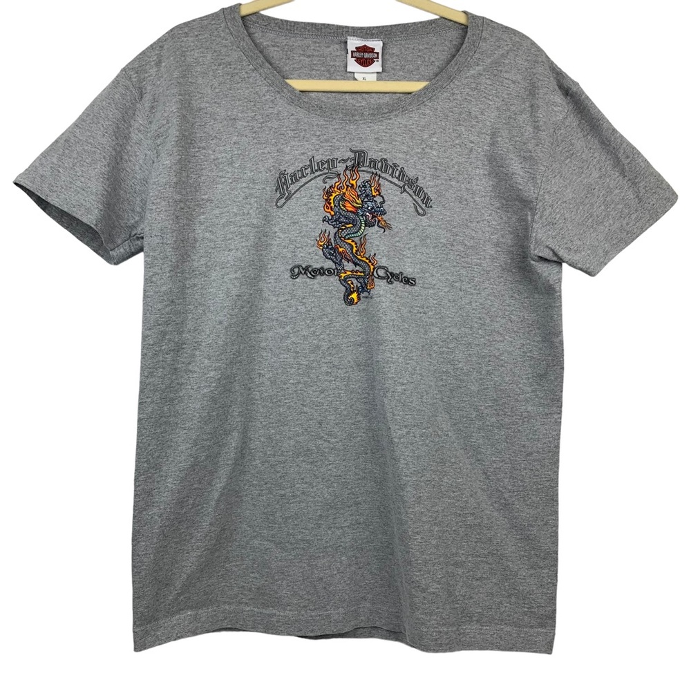 VTG Harley Davidson "Battlefield" Women's Gray Crew Neck T-shirt Size XL